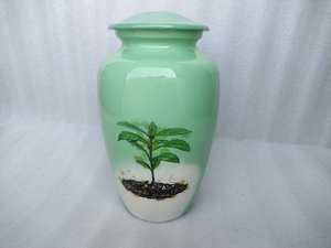 Urna de cremación para adultos con Árbol de la vida verde de aluminio para cenizas humanas, urna funeraria cremada, urna moderna para adultos de 200 pulgadas cúbicas - Product Image 3