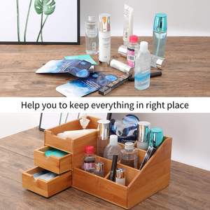 <b>Makeup</b> Organizer, Bamboo Bathroom Counter Organizers and Storage for <b>Vanity</b> Countertop or Dresser Top, Wood Cosmetic Tray Brush - Product Image 5