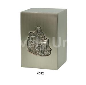 Praying Hands Emblem Bronze Cube Cremation Urn for Human Ashes With Free <b>Velvet</b> <b>Bag</b> - Product Image 3