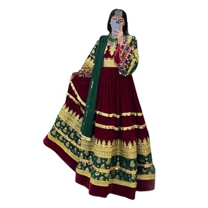 2025 New Arrivals Fashionable Handmade <b>Appliques</b> Afghan Kuchi Dress Ladies Long Sleeves Party Wear Maxi Style Floor Length Women - Product Image 1