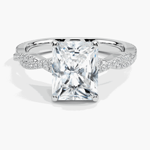 Anillo de Compromiso con Corte Radiante y Diseño Trenzado con Moissanita/Diamante Cultivado en Laboratorio para Mujer - Product Image 4