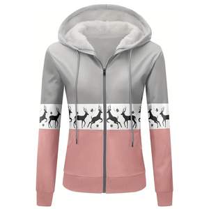 Sweats à capuche pour femmes en molleton de coton et polyester de marque personnalisée bon marché couleur unie vente directe d'usine sweats à capuche pour femmes avec fermeture éclair - Product Image 1