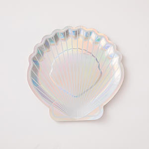 Assiettes en papier de coquillage festonné de sirène <span class=keywords><strong>Assiette</strong></span> de vaisselle de fête jetable Feuille holographique Fête de sirène <span class=keywords><strong>sous</strong></span> la mer Événement sur le thème - Product Image 2
