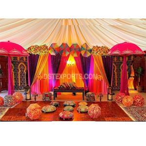 Sangeet-Decoración de escenario musulmán, Escenario nocturno, Mehndi colorido, para boda india - Product Image 1