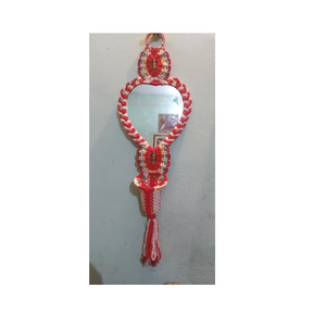 Nordic Design Boho Style Modern Home Decor Handmade Woven Macrame With <b>Beads</b> Wall Hanging <b>Mirror</b> - Product Image 5