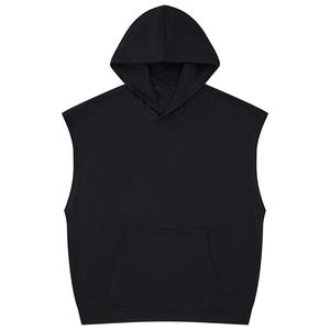 Winter <b>Sleeveless</b> 100% Cotton French Terry <b>Hoodie</b> Drop Shoulder DTG Printing Zipper Solid Front Quick Dry Breathable High - Product Image 6