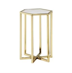 โต๊ะข้างโลหะสีทองแบบโบราณพร้อมกระจกทรงกลมสำหรับตกแต่งบ้านเฟอร์นิเจอร์ห้องนั่งเล่น - Product Image 1