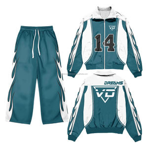 Conjunto Deportivo de 2 Piezas para Hombre, Chaqueta y Pantalón Cortavientos de Nailon con Bloques de Color, Manga Larga, para Correr al Aire Libre - Product Image 2