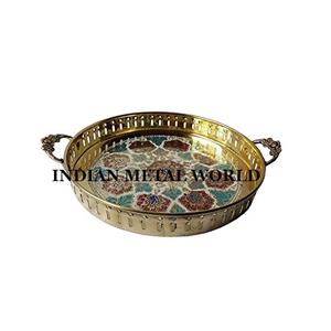 Ensemble de 2 plateaux de service ronds en métal de qualité supérieure, grande taille, pour la maison et le Restaurant - Product Image 4