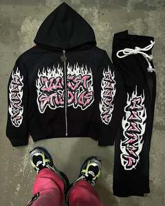 เสื้อฮู้ดผู้ชายทรงบ็อกซี่ ผ้าฟลีซ 100% ผ้าฝ้าย สไตล์พังก์ สตรีทแวร์ มีกระเป๋า ลายพิมพ์ สำหรับฤดูหนาว ขายส่ง คุณภาพสูง - Product Image 3