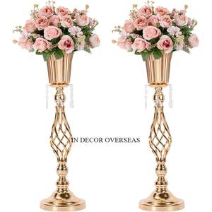 Métal de qualité supérieure de haute qualité plaqué or moderne Creative Art Designer ensemble de 4 fournitures de centres de table de décoration de mariage - Product Image 6