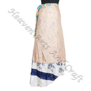 Jupes Sari en soie Jupe portefeuille magique/Jupe portefeuille en soie/Robe Sari réversible Boho Stylish Multi Color Summer Wear Confortable - Product Image 4