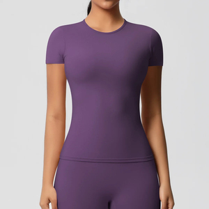 Camiseta de Yoga de Manga Corta sin Costuras para Mujer, Traje Deportivo Informal de Secado Rápido, Top Deportivo para Correr - Product Image 4