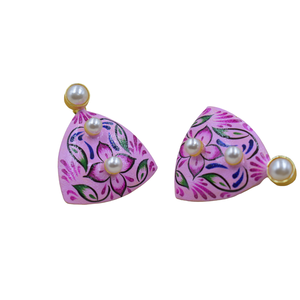 Hecho a mano diseñador occidental dorado mattefinishing meenakari partywear latón aro pendiente para niñas y mujeres - Product Image 2