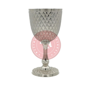 Handcrafted Brass <b>Goblet</b> Silver Finish | Textured Chalice Cup Vintage Style Table Decor | Premium Metal Serveware Gift Item - Product Image 1