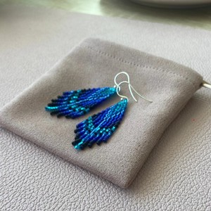 ต่างหูขอบลูกปัดสไตล์โบโฮพื้นเมืองต่างหูลูกปัดขนนกขนนก - Product Image 1