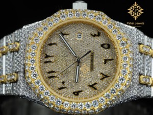 Reloj de Lujo Personalizado de 40 mm, Acero Inoxidable con Incrustaciones de Moissanita, Chapado en Oro de 18K, Estilo Hip Hop, Diamantes, Movimiento Mecánico de Dos Tonos con Fecha - Product Image 4
