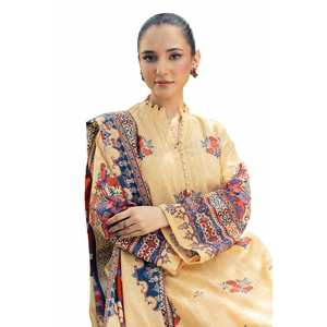 Salwar Kameez de Algodón Khaddar Azul sin Coser de 3 Piezas para Mujer, Estilo Étnico Pakistaní para Fiestas y Eventos - Product Image 2