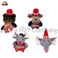Zaves Décorations de Noël mignonnes de petite taille Ours Souris Éléphant Cerf Ornement suspendu pour l'arbre Article de Noël festif