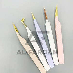 Pinzas Profesionales de Acero Inoxidable para Pestañas, Punta Dorada, Agarre de Diamante, Aislamiento, Puntas Rectas de Fibra Nano, Tipo Puntiagudo - Product Image 1