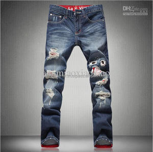 New Style Damaged Look With <b>Print</b> <b>Mens</b> Denim <b>Jeans</b> - Product Image 1