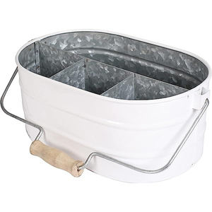 <b>Kitchen</b> <b>Utensils</b> <b>Holder</b> Rectangle Shape Galvanized Finished Metal Caddy With Wooden Handle Hooks Wall Mounted <b>Holder</b> OEM Closet - Product Image 3