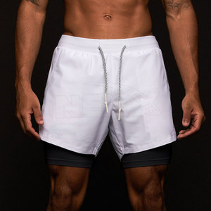 Shorts Homme Double Couche Style Urbain Design Unique Taille Personnalisée Couleur Unie Taille Mi-Haute Infroissable Respirant Écologique Séchage Rapide - Product Image 5