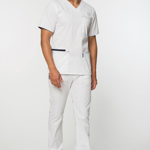 Conjunto de traje médico para hombre de nuevo diseño, uniforme cómodo de enfermera y médico, traje médico impreso con logotipo personalizado de Color sólido transpirable - Product Image 4