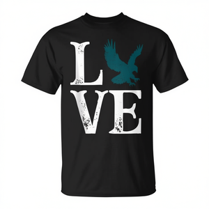 T-shirt inspirant Love Eagles Flying Bird, noir, unisexe, taille adulte - Product Image 2