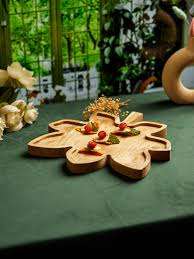 Qualité supérieure Nouveau design Plateau de service en bois massif d'acacia Assiette à dîner en forme de feuille pour dessert, collations, thé, fruits - Product Image 3