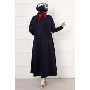 <b>Skirted</b> Scuba Fabric 2 Piece Set <b>Navy</b> Blue - Product Image 2
