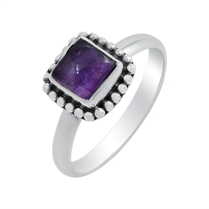 925 Sterling Silver Natural Amethyst Ring <b>Purple</b> Stone Wedding Ring Christmas Day Gift Wholesale Jewelry - Product Image 1