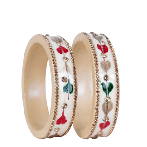 Ivory Bloom Hand-<b>Painted</b> Lac Fashion Bangles Ethnic Accessories All Seasons - Product Image 2