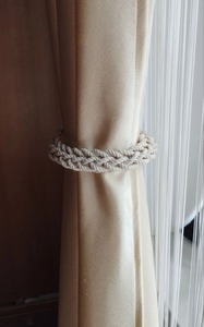 Wide <b>White</b> <b>Curtain</b> Tieback 5 Strand Cotton Rope Holdback Handmade Thick Drapery Tie - Product Image 6