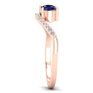 Anillo de Compromiso REYES de Lujo con Zafiro Azul de Corte Ovalado de 0.5 Quilates y Moissanita en Oro Sólido de 14 Quilates para Mujer, Joyería con Piedra de Nacimiento - Product Image 3