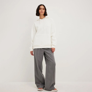 Sudadera con capucha de gran tamaño básica de algodón 100% para mujer, ropa de calle suave y cómoda, pulóver con hombros caídos, sudaderas lisas para mujer en blanco - Product Image 4