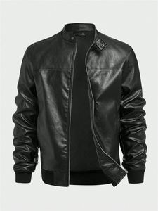 Vestes en cuir formelles de haute qualité avec placement de logo avant à col montant - Product Image 3
