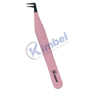 Professional Pink Stainless Steel Diamond Grip Volume Lash <b>Tweezers</b> Pointed Tip Eyelash Extensions Tool - Product Image 5