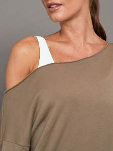 Sudadera con hombros descubiertos y lavado ácido de algodón personalizada con logotipo bordado, cuello redondo de gran tamaño, felpa francesa, invierno y primavera - Product Image 4