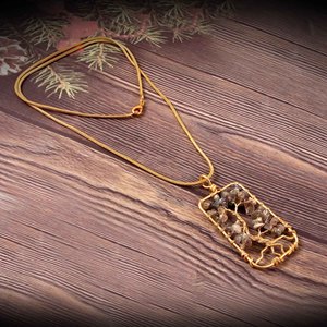 Healing Labradorite Gemstone Pendant <b>Necklace</b> <b>Tree</b> Life 18K Gold Plated Brass/Sterling Silver Option Certified Handmade Women's - Product Image 1