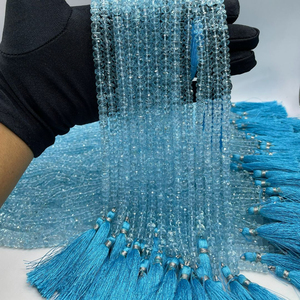 Perles rondes à facettes en topaze bleue naturelle 5-7mm pour perles de bijoux - Product Image 1
