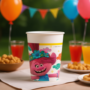 Vasos de Papel Trolls de 200 ml, Desechables, para Fiestas - Product Image 3