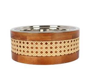 Cuenco de madera para chocolate hecho a mano de diseño personalizable para uso de chocolates y dátiles con olla de acero inoxidable y candelita - Product Image 3