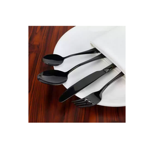 Ensemble de couverts de mariage noir en miroir couleur Portugal plat en acier inoxydable pour les restaurants au meilleur prix - Product Image 3