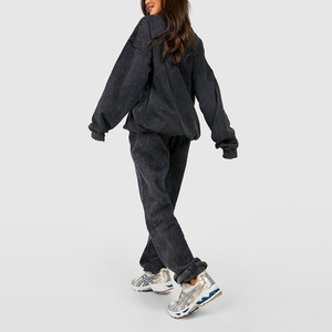 Ensemble de survêtement décontracté d'été pour femme MESS SPORTS, col rond, manches courtes, délavé à l'acide, tie-dye, taille haute, en jersey, vente en gros - Product Image 2
