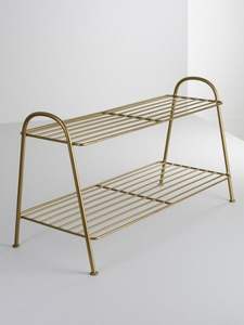 Range-chaussures pliable économique vintage en acier inoxydable à montage DIY multicouche, 6 à 10 paires, 100x70cm, avec porte anti-poussière - Product Image 6