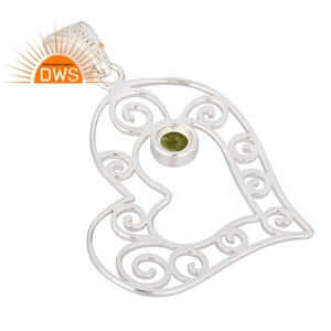 Hot Selling Sterling Silver Natural Peridot Gemstone Heart Design Pendant Custom Jewelry Manufacturer - Product Image 3