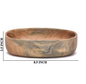 Tazón para servir de madera de mango macizo de calidad superior, forma de barco ovalada hecha a mano para fiestas y exportaciones de abeto - Product Image 5