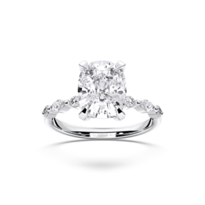 4.24 Carat Moissanite Engagement <b>Ring</b> <b>Cushion</b> & Round Marquise Cut in Silver Centre 4.00CT E-F/VVS-VS Quality Similar Diamond - Product Image 1