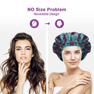 Venta al por mayor logotipo personalizado mujeres banda elástica ancha brillante seda satén noche dormir quimio pelo gorro gorra por Raw to Fine - Product Image 2